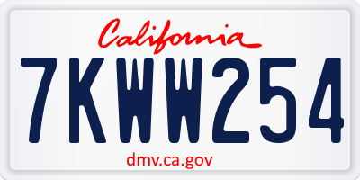 CA license plate 7KWW254