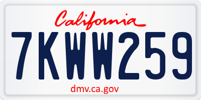 CA license plate 7KWW259