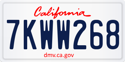 CA license plate 7KWW268