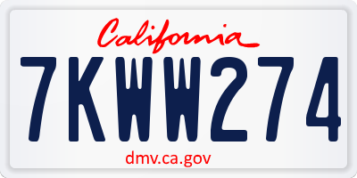 CA license plate 7KWW274
