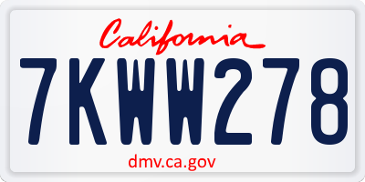 CA license plate 7KWW278