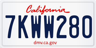 CA license plate 7KWW280