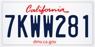 CA license plate 7KWW281