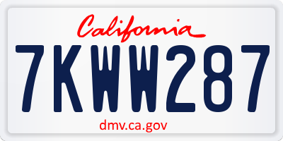 CA license plate 7KWW287