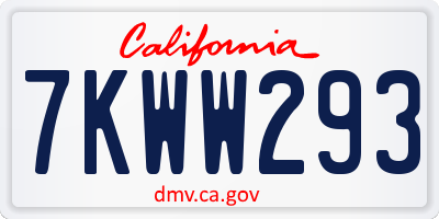 CA license plate 7KWW293