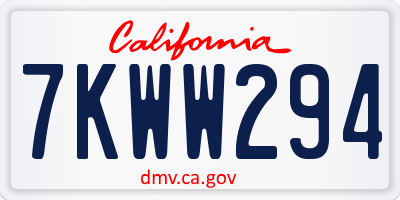 CA license plate 7KWW294