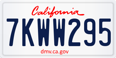 CA license plate 7KWW295