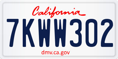 CA license plate 7KWW302