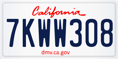 CA license plate 7KWW308