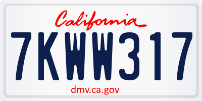 CA license plate 7KWW317