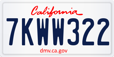 CA license plate 7KWW322