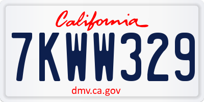 CA license plate 7KWW329