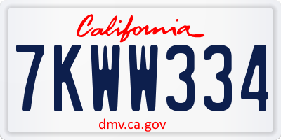 CA license plate 7KWW334
