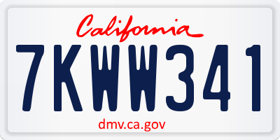 CA license plate 7KWW341