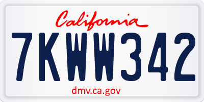 CA license plate 7KWW342