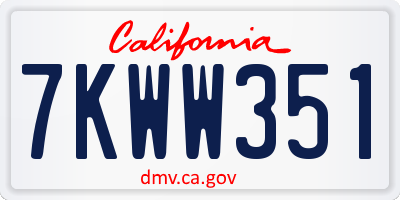 CA license plate 7KWW351
