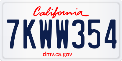 CA license plate 7KWW354