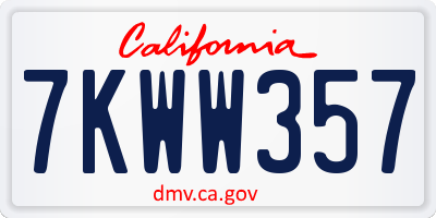 CA license plate 7KWW357