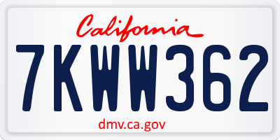 CA license plate 7KWW362