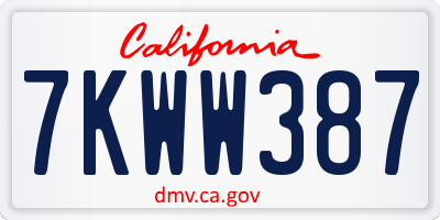 CA license plate 7KWW387