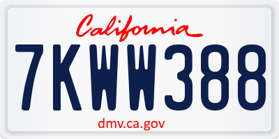 CA license plate 7KWW388