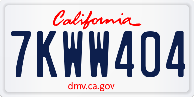CA license plate 7KWW404