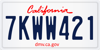 CA license plate 7KWW421