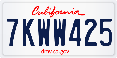 CA license plate 7KWW425