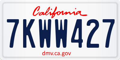 CA license plate 7KWW427