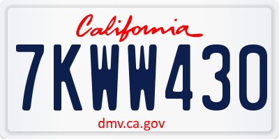 CA license plate 7KWW430