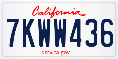 CA license plate 7KWW436