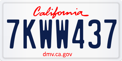 CA license plate 7KWW437