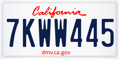 CA license plate 7KWW445