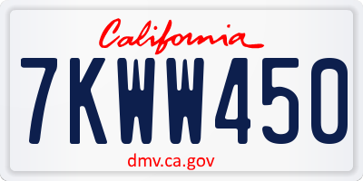 CA license plate 7KWW450