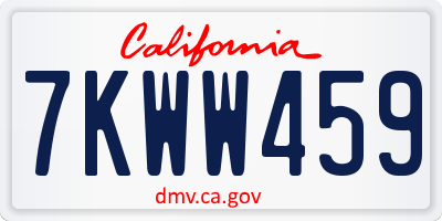 CA license plate 7KWW459