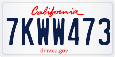 CA license plate 7KWW473