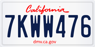 CA license plate 7KWW476