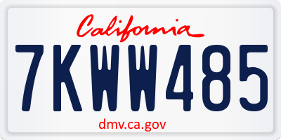 CA license plate 7KWW485