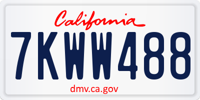 CA license plate 7KWW488