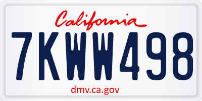 CA license plate 7KWW498