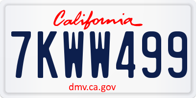 CA license plate 7KWW499
