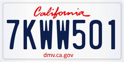 CA license plate 7KWW501