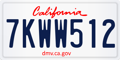 CA license plate 7KWW512