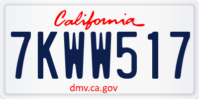 CA license plate 7KWW517