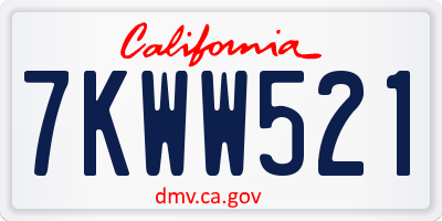 CA license plate 7KWW521
