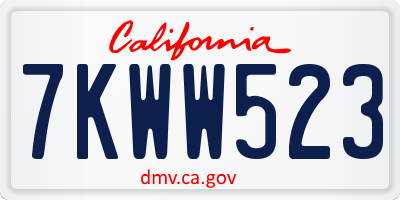 CA license plate 7KWW523