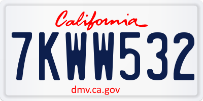 CA license plate 7KWW532