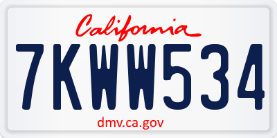 CA license plate 7KWW534