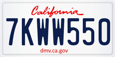 CA license plate 7KWW550