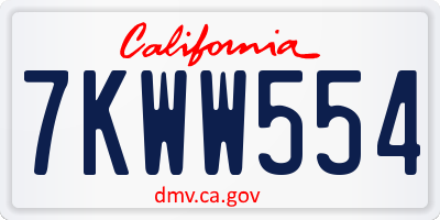CA license plate 7KWW554